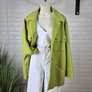 Vintage Mario De Pinto Wool Blend Lime Green Coat Large Extra Large